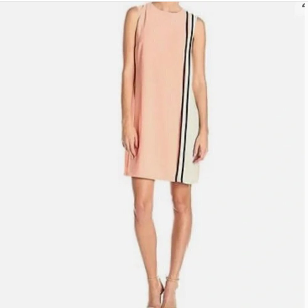 NWT Donna Morgan Sleeveless Piped Shift‎ Dress Aloe Multi Size 14